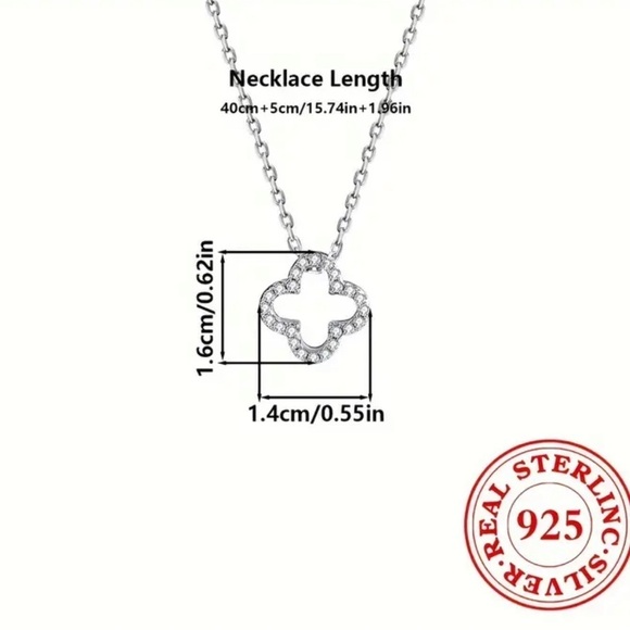 NEW 925 Sterling Silver Clover Pendant Chain Necklace - Picture 2 of 3